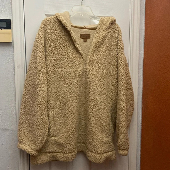 EUC Koolaburra by UGG Brushed Back Sherpa Pullover Hoodie in Tan Size XL - Picture 1 of 5